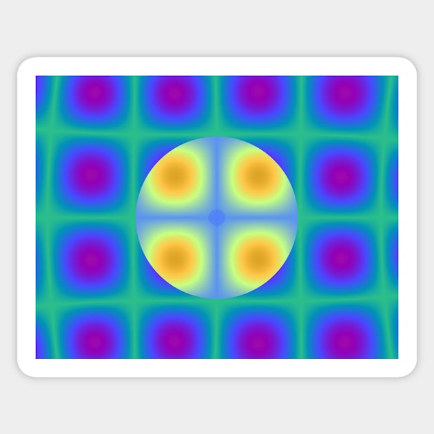 Pink and Yellow Fractal Dots and Squares Sticker by sciencenotes